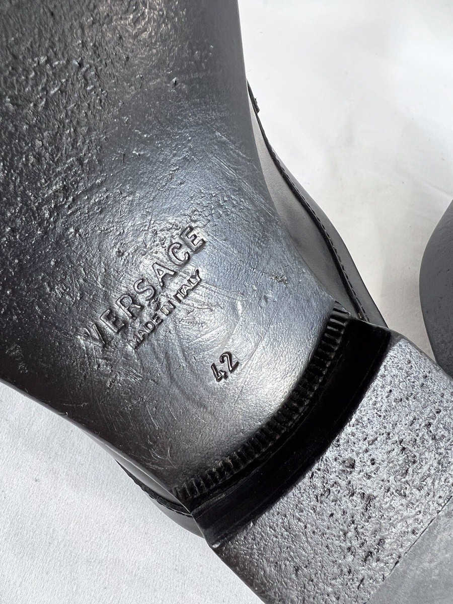 VERSACE Black Leather Medusa Men Half Loafers Made in Italy Marked