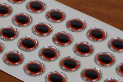 Erleng's Dome Eyes 3/8'' - 48 pkg. Silver - Black/Orange Pupil