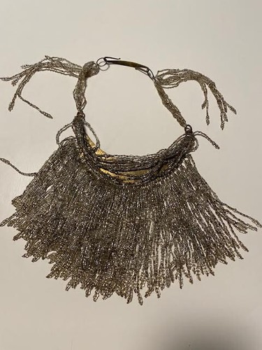 ONE OF A KIND BEADED NECKLACE MALI, AFRICA WITH BRASS CLOSURE SIGNED