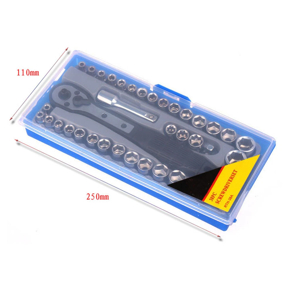 Ratchet Wrench Tool Kit 38pcs SAE & Metric 3/8" and 1/4" Drive Socket Set  - Image 4 of 4