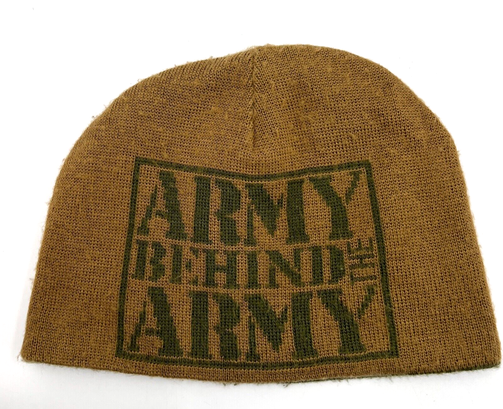 Reversible Brown Green Knit Skull Cap for Adults - Army Style-image