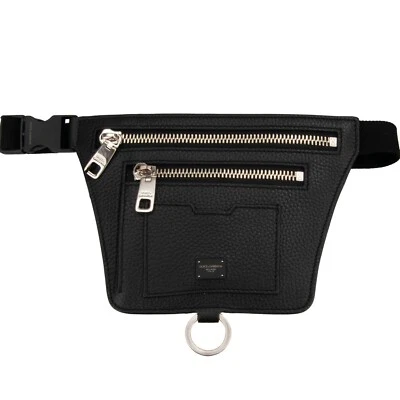 DOLCE & GABBANA Sac En Cuir Avec Logo DG Ceinture Noir Argent - Photo 1/4