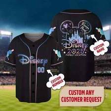 Personalized Mickey Mouse Ears Family Vacation 2025 3D Baseball Jersey Shirt