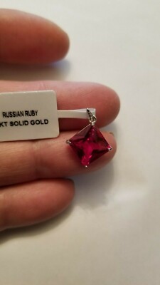 SCHÖNER ANHÄNGER 3,50 CT LABORGEFERTIGTER RUBIN 10 KT MASSIV WEISSGOLD