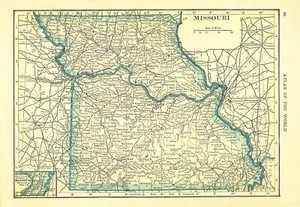 1911 Vintage Atlas Map Page - Missouri on one side and Iowa on the other side