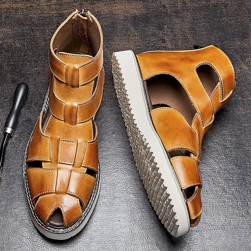 Sandals with outlet zipper on top