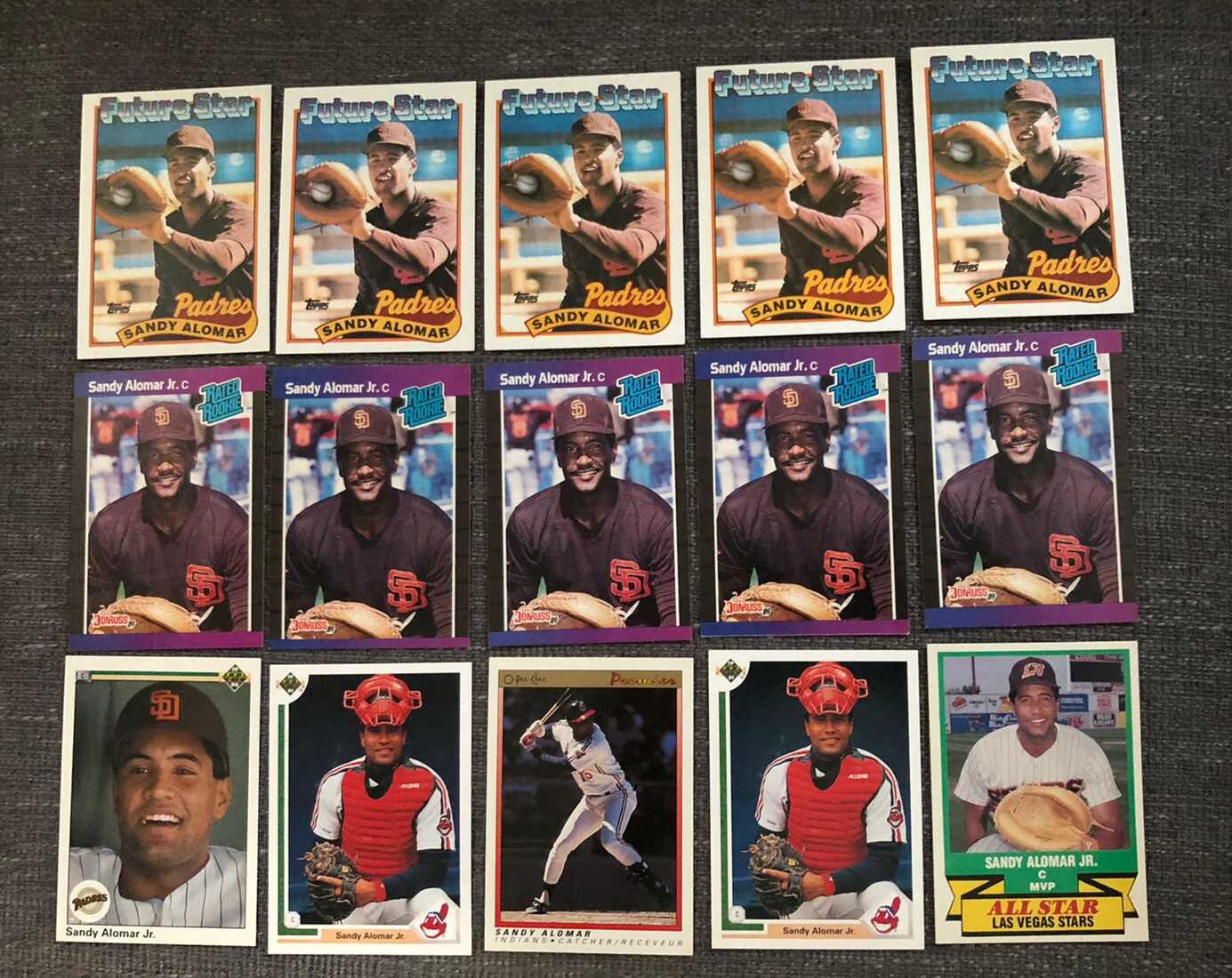 Lot Of 15 Sandy Alomar Jr MLB Major League Baseball Cards Padres Indians  Rookie | eBay