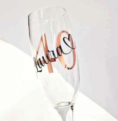 THE PERSONALISED GIFT COVE 40th Birthday Gift For Women Personalised Prosecco Champagne Flute Glass Present