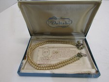 A-5 OLD VINTAGE 1950'S DELTAH SIMULATED DOUBLE PEARL NECKLACE COSTUME JEWELRY