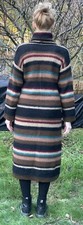 Vtg Womens Knitted Dress Selfridges Stripy WOOL Long Roll Neck RARE Sz S/M VGC