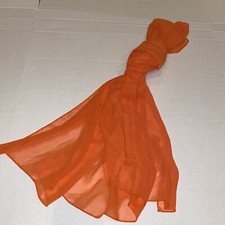 EC chiffon solid neon orange 80" X 22" big scarf Islam HIJAB