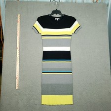 Chelsea28 Sweater Bodycon Dress Womens Size L Multicolor Striped Ribbed Knit 28