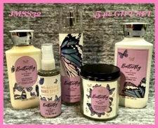 Bath & Body Works Butterfly Mist + Shower Gel + Lotion + Candle + HS Gift Set 5