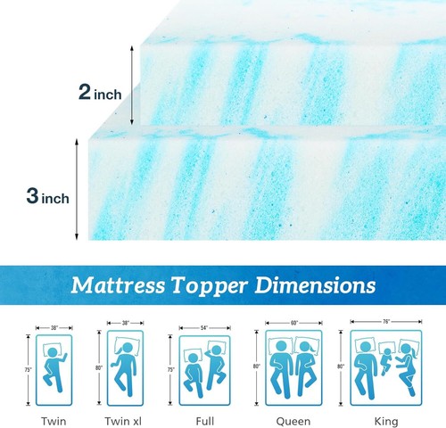 2 Inch Mattress Topper Twin King Full Queen Comfortable Memory Foam Bed Topper - Picture 10 of 43
