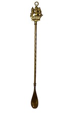 Vintage Quality Heavy Solid Brass Sail Boat Ship Long Shoe Horn 19  long