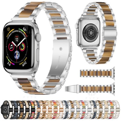 Resin Stainless Steel Watch Band Strap For Apple Watch Series