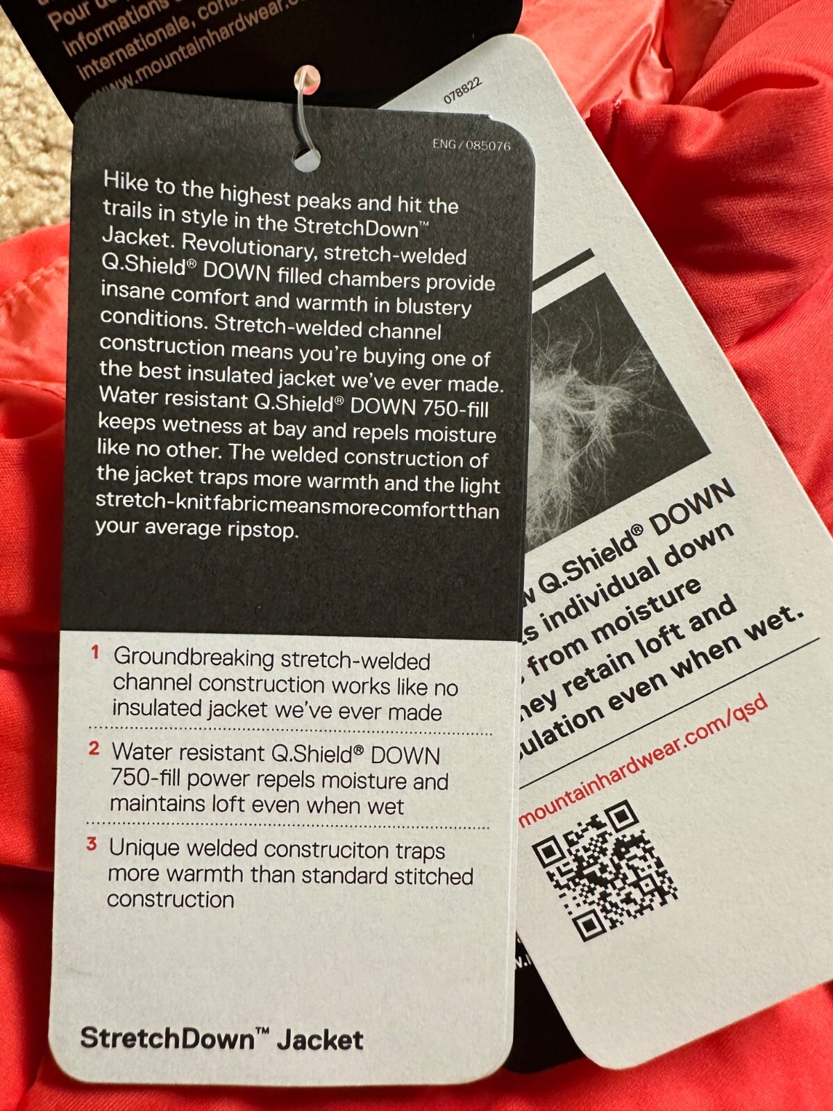 MOUNTAIN HARDWEAR Women's 750 Stretchdown Down Jacket Coral Size Small NEW image 4