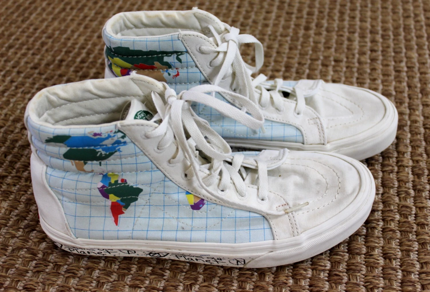 VANS Sk8 Hi SAVE OUR PLANET Taglia 7 5 M 9 W Bianco con Multicolore