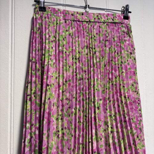 & Other Stories Pleated Skirt Size Small Pink Floral Midi Summer Holiday - Picture 5 of 12