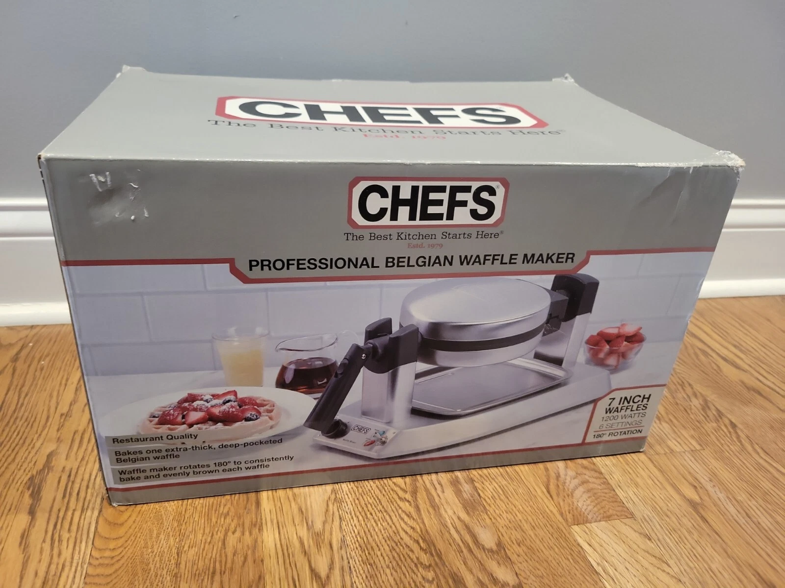 Chefs Professional Belgian Waffle Maker - New