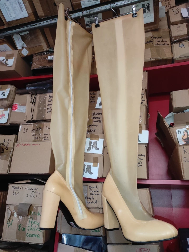 Látex Goma Botas Muchos Colores 11CM Tacón Talla 38-47 Longitud 98CM Poland - Imagen 2 de 4