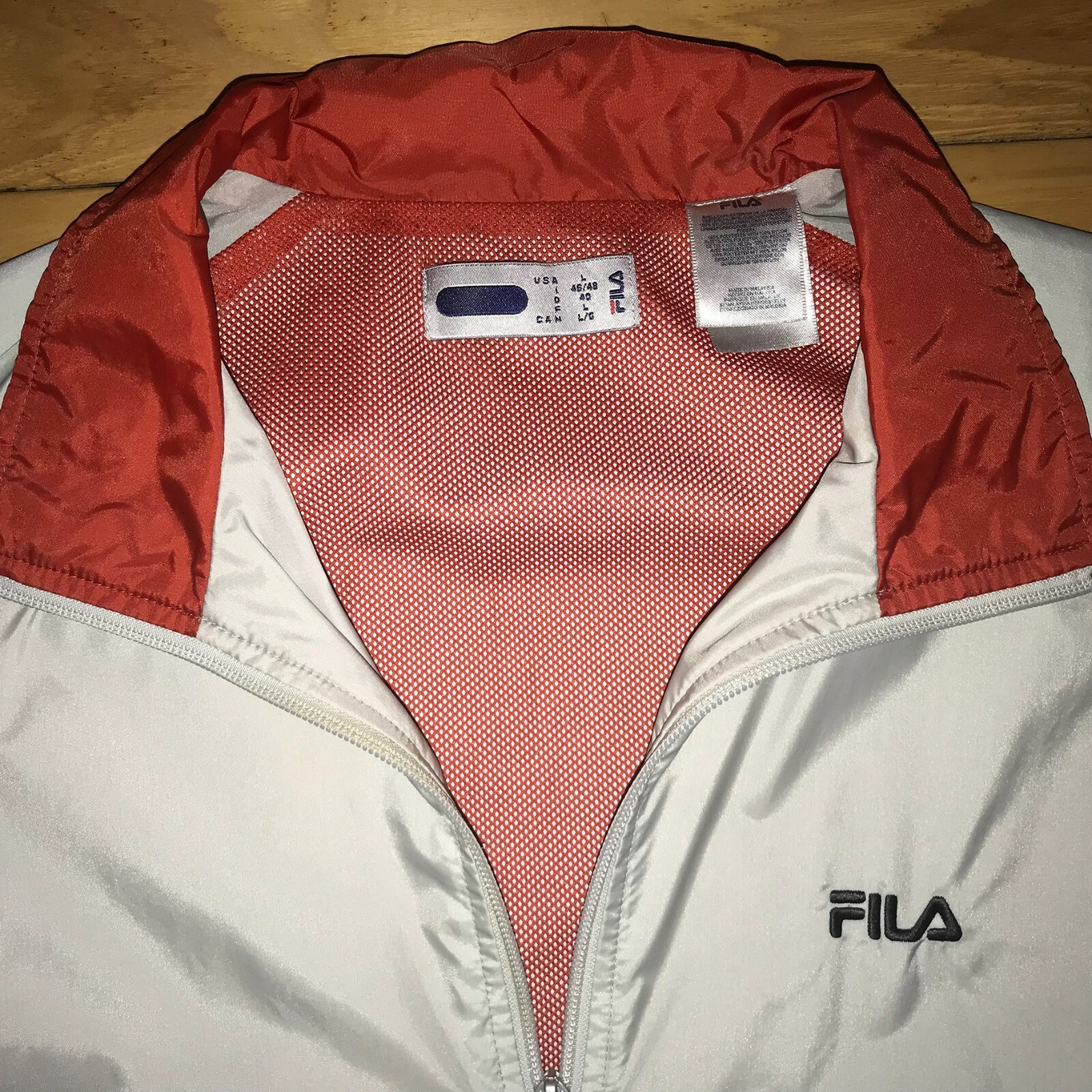 Fila Gray with Rust Orange Windbreaker Jacket Women’s Size L