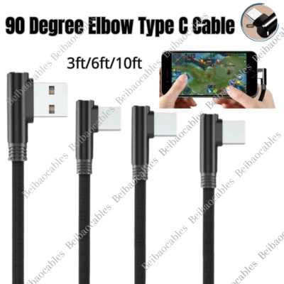 90 Degree Right Angle Cable USB C Type C Cord For Samsung iPhone 15 Pro Max LG