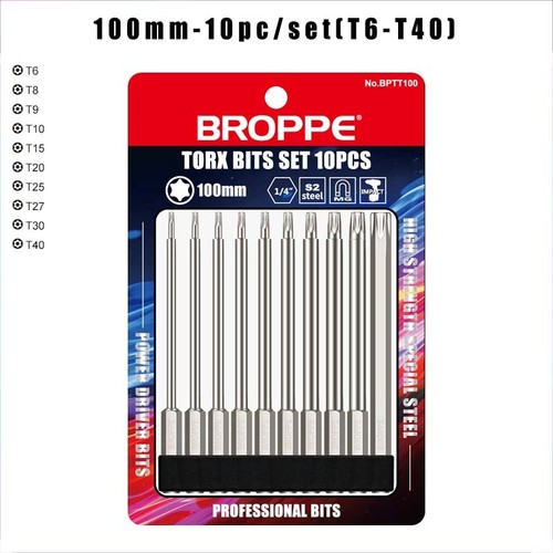 1/4" Hex Shank 50/75/100/150mm Torx Magnetic Screwdriver Drive Drill Bits T5-T40 - Picture 9 of 53
