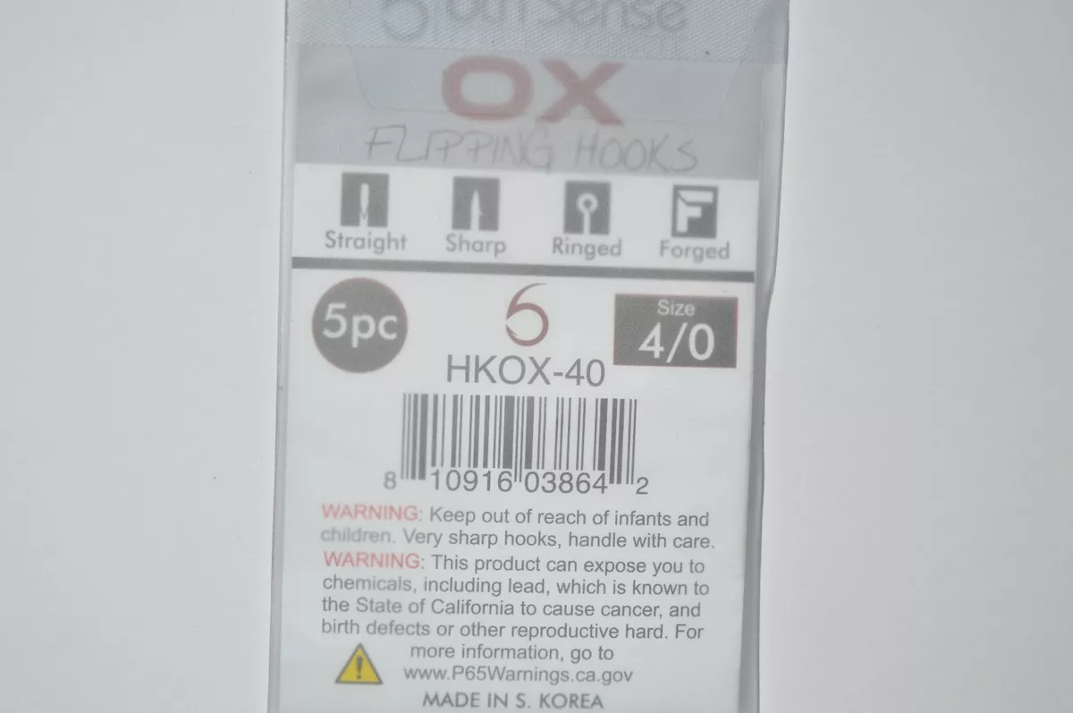 6th Sense OX Flipping Hooks size 5/0 - pack of 5 HKOX-50 Free Shipping