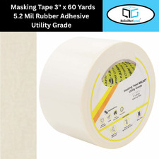32 Rolls 3" x 60 Yards Ivory Masking Tape 5.2 Mil Adhesive Removable Cleanly