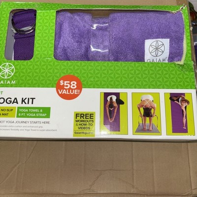 GAIAM Premium Hot Yoga Mat Kit -Includes 6mm non slip yoga mat 6ft Strap & Towel