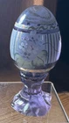 Fenton  Glass Pedestal EGG Hand Painted Wildflower PURPLE by J. Powell #687/3000