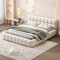 Polsterbett Doppelbett Jugendbett Bettgestell Mit Lattenrost Beige 140 X 190 Cm