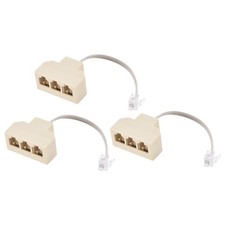 Phone Jack Splitter 6P4C Male to 3 Female Way Socket Adapter Telephone 3 Pack