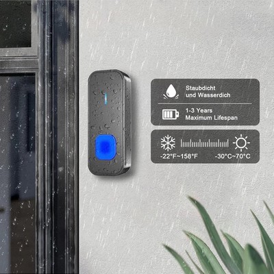 Kabellose Funkklingel SURFOU, 400m, LED, wasserdicht, 1 Sender + 2 Empfänger