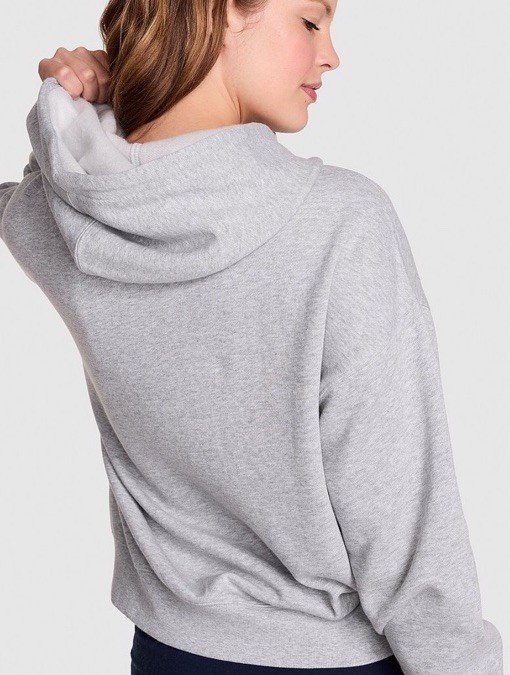 Victoria's Secret Pink Ivy Fleece Campus Half-Zip Hoodie Heather