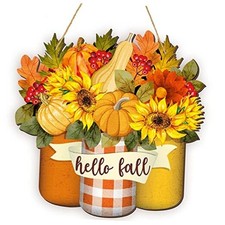 Thanksgiving Welcome Sign Fall Wall Art Wood Autumn Maple Door Decor