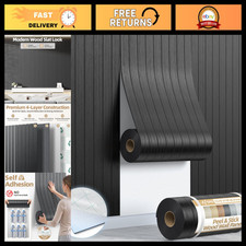 3D Peel and Stick Wood Slat Wall Panels - Faux Black Wood Grain Wallpaper Decor