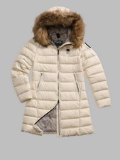 Blauer Kristin - Piumino Lungo Cappuccio Pelliccia Beige - Taglia XL Donna