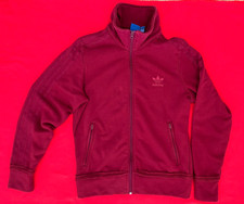 Women's Adidas Maroon Track Jacket Full Zip with Trefoil Print on Back/ Size S