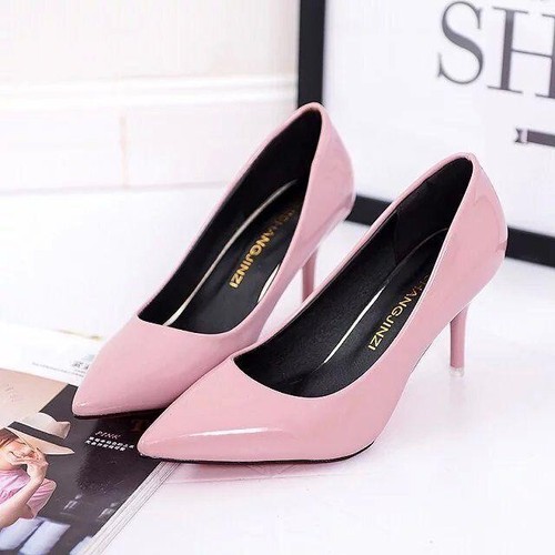 Décolleté donna punta punta pelle verniciata tacchi alti scarpe da sposa a spillo - Foto 9 di 22