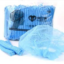 100 pcs Disposable Hair Net Non-Woven Head Bouffant Hair Cap 21" BLUE