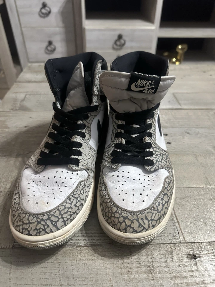 Size 9.5- Air Jordan 1 Retro OG High White Cement - Image 2 of 4