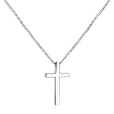 SanThree 2.2mm Pure Titanium Twist Link Chain Cross Necklace for Men Women Se...