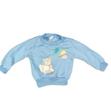 Vintage Baby Sweatshirt Boys 18M Teddy Bear Balloons Pullover Long Sleeve Top