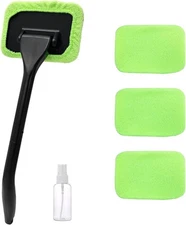 Car Windshield Cleaning Tool, Microfiber Auto Window Cleaner Set with 4 Washable