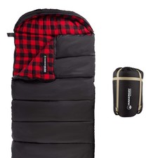 Wakeman 3-Season Sleeping Bag - 32F Rated for Camping Hiking, Black/Red