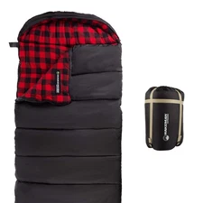 Wakeman 3-Season Sleeping Bag - 32F Rated for Camping  Hiking, Black/Red