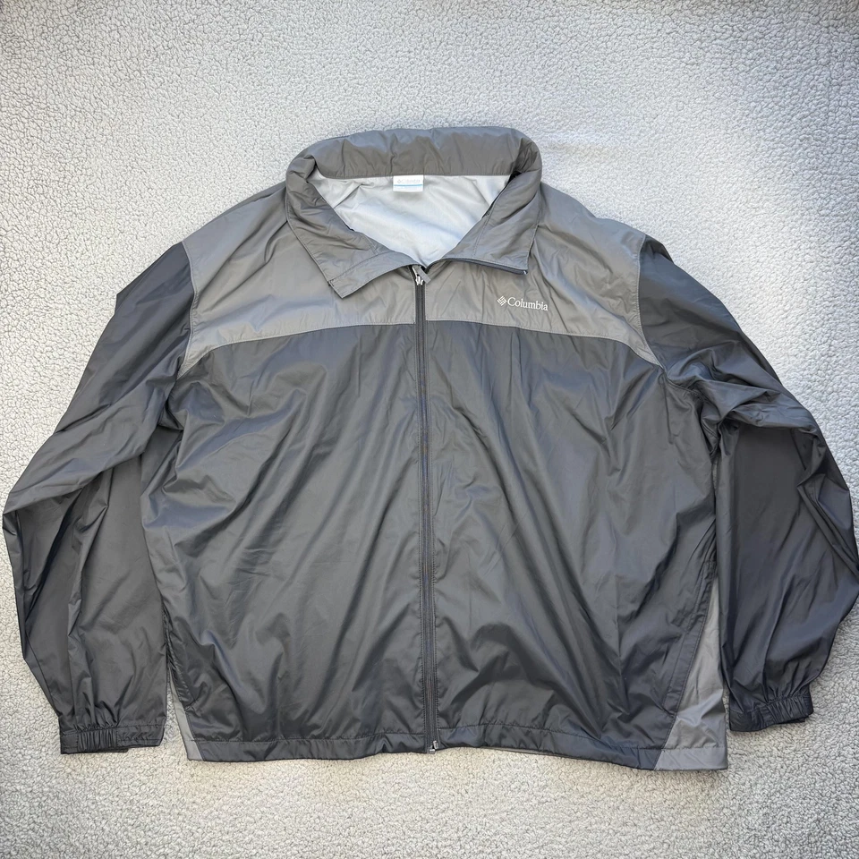 Columbia Jacket Mens 6X Gray Two Tone Lightweight Windbreaker Stowaway Hood - Image 2 of 4