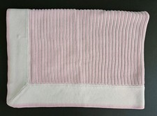 Pottery Barn Kids Baby blanket Knit sweater pink white 2007 HTF knit Trim Stripe